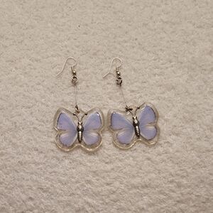 Silver and Purple Butterfly Earrings